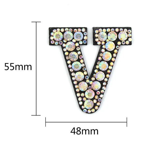 26 Английских Букв, стразы, нашивки, 3D цифры, алфавит, стразы, аппликация, A-Z, 1-9, железные нашивки, Значки для имени, сделай сам, одежда - Цвет: V