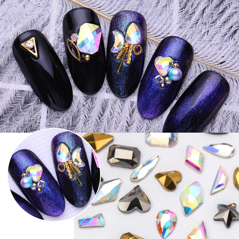 

1 Bag Mixed Patterns Irregular Colorful Drills 3D Nail Art Decorations Mixed Clear Black Color for Nail Art Designs