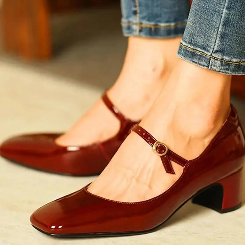 Mary Jane Shoes Fashion Women's Shoes Mary Jane Style Ladies Shoes Low Heel Shallow Mouth Round Toe Solid Color Women's Party
