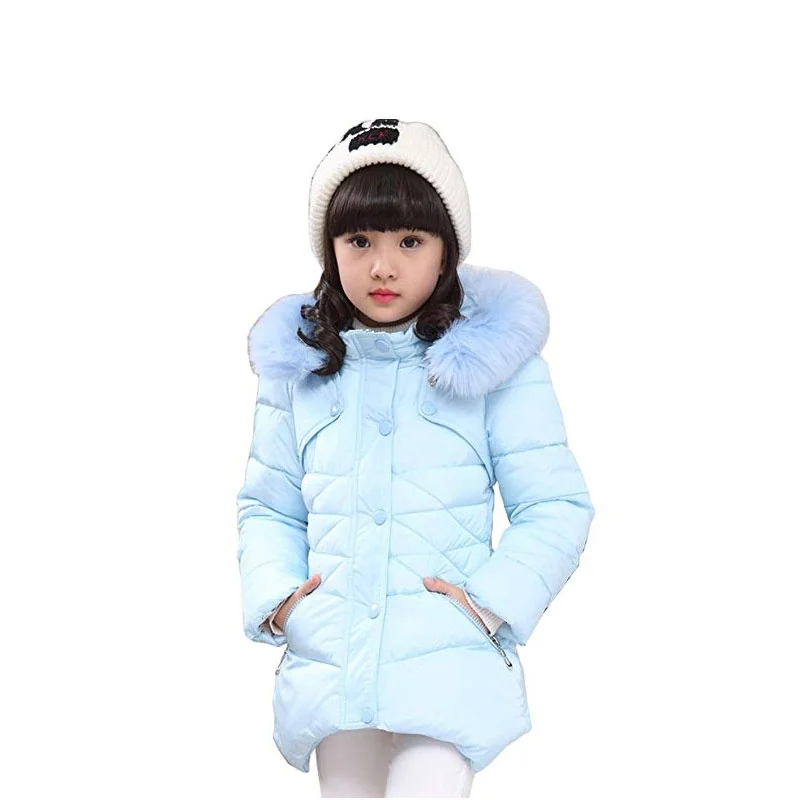 Child Kids Girls Winter Warm Jackets Snowsuit Hooded Windbreaker Outwear with Soft Fur Hoodies for 3-12 Years