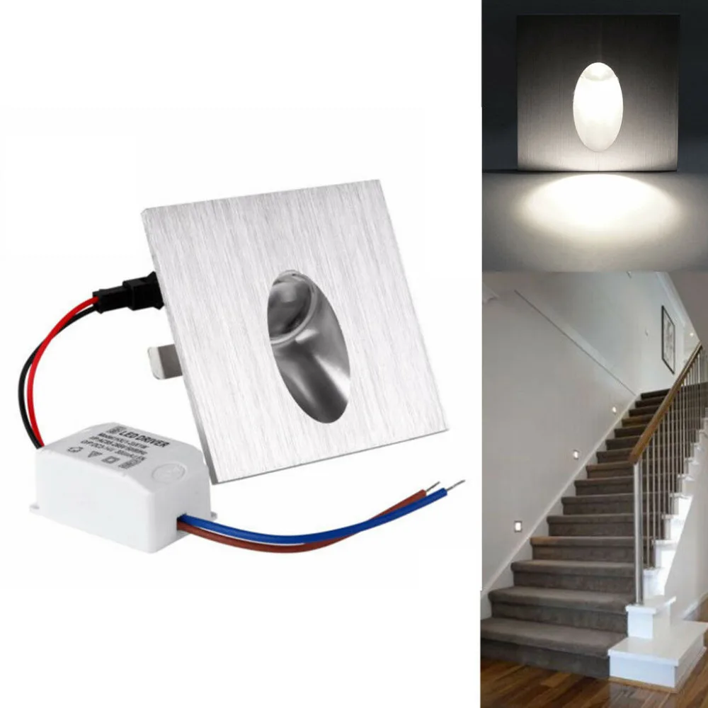 1 Вт/3 Вт, Встраиваемый светодиодный светильник для лестниц, уличные Угловые настенные светильники, лестничные ступеньки, лестничные лестницы, прихожая лестница, лампа, AC85-265V
