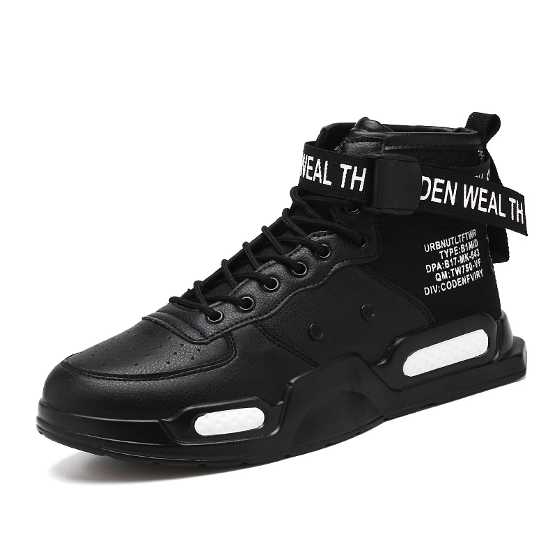 Мужская повседневная обувь для скейтбординга высокие спортивные кроссовки уличные дышащие Швейные прогулочные уличные сандалии chaussure homme - Цвет: black man sneakers