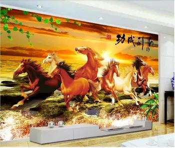 

custom photo 3d silk wallpaper Beautiful seascape horse running background home decor living room wall paper for walls 3 d