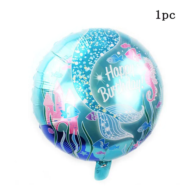18 дюймов круглые воздушные шары из фольги русалки 32 дюйма синий Набор цифр для девочек с днем рождения подарок душ сюрприз латексные globos - Цвет: 1pc 18in bl mermaid