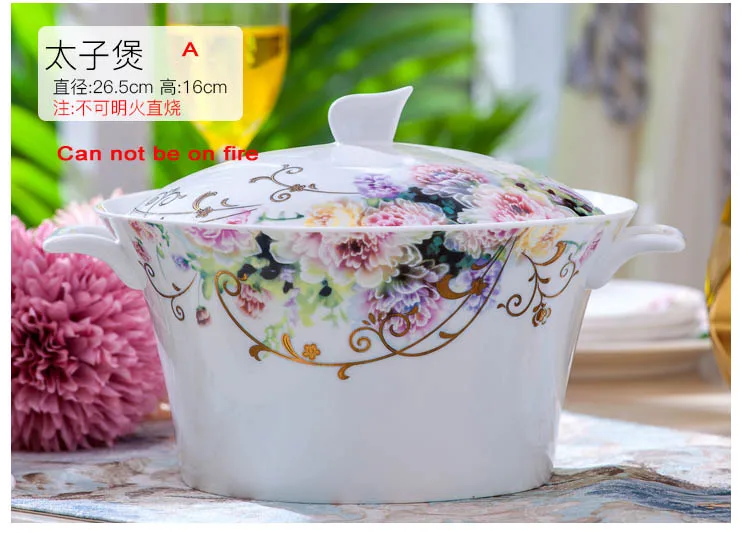 60 головок набор посуды домашний простой европейский Цзиндэчжэнь керамика китайская миска комбинация пластин набор посуды и тарелок - Цвет: A