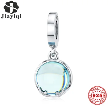 

Jiayiqi 925 Sterling Silver Pendant Sky Blue Moonlight Pendant Fit Bracelet & Necklace DIY Original Female Jewelry Gifts