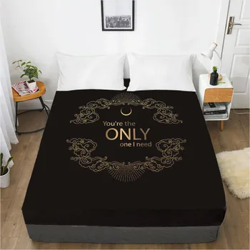 

3D Design Mattress Fitted Cover Fitted Sheet Bed Custom Design Bed Linens Sheets Bedsheet Black Glod Home Textile 135x200cm