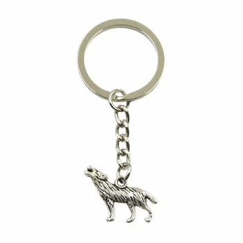 

New Fashion Men High Quality Car Keychain DIY Metal Holder Chain Silver Color Howling Wolf Pendant For Gift