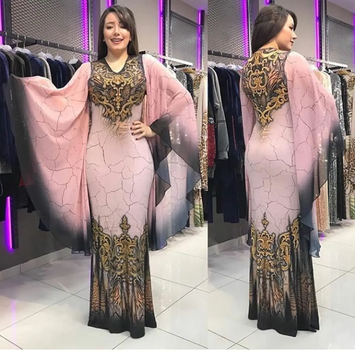 

2019 new arrival summer elegent fashion style african women polyester plus size printing long dress