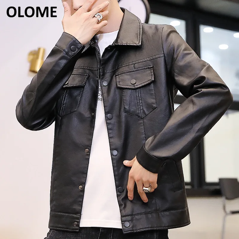 

2019 spring and autumn men's handsome fashion slim Korean version of the handsome motorcycle leather jacket youth jacket trend