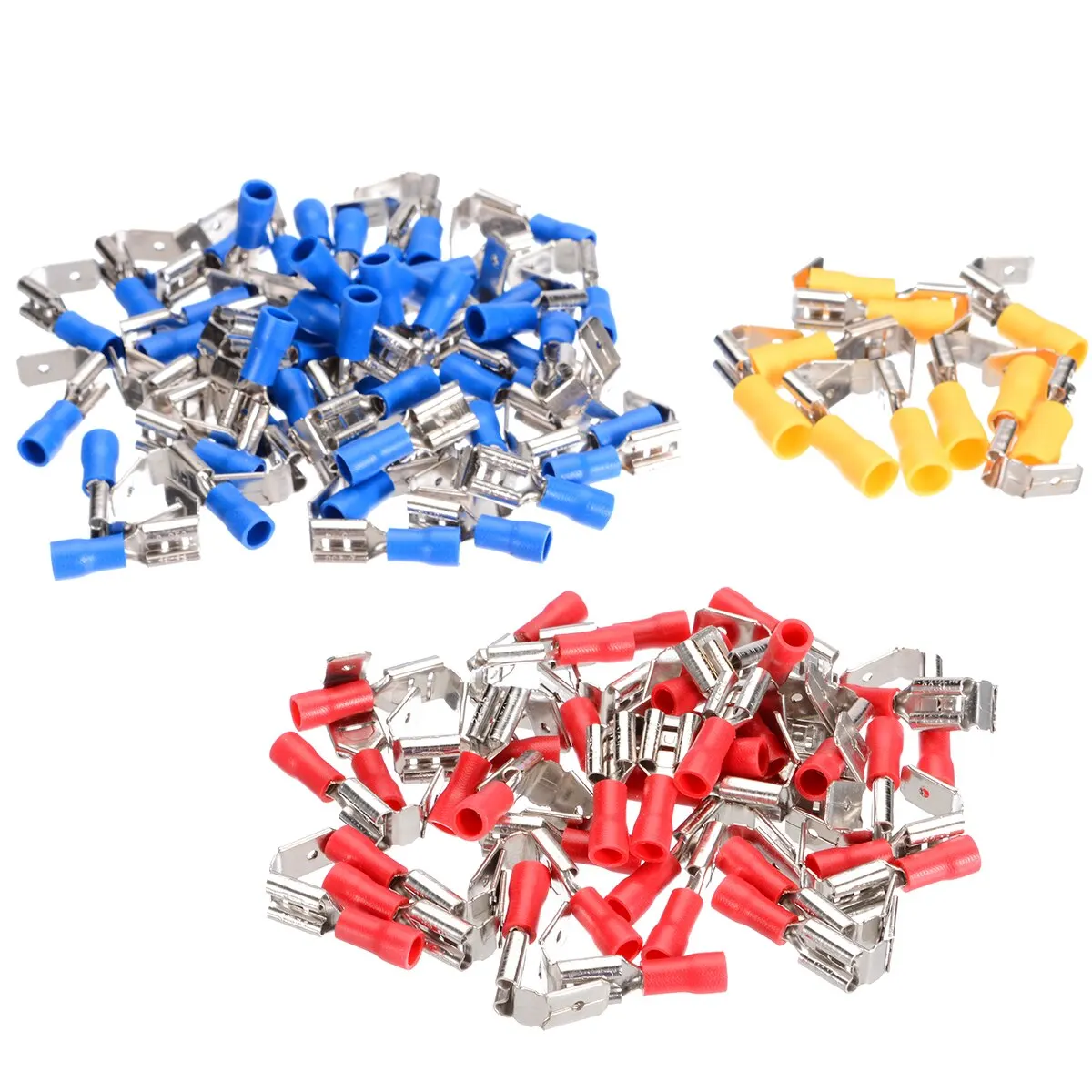 100 PCS 10-22AWG Insulated Crimping Piggyback Terminal Connectors Spade Crimp Terminal Connectors Assorted Kit 0.5-6.0mm2