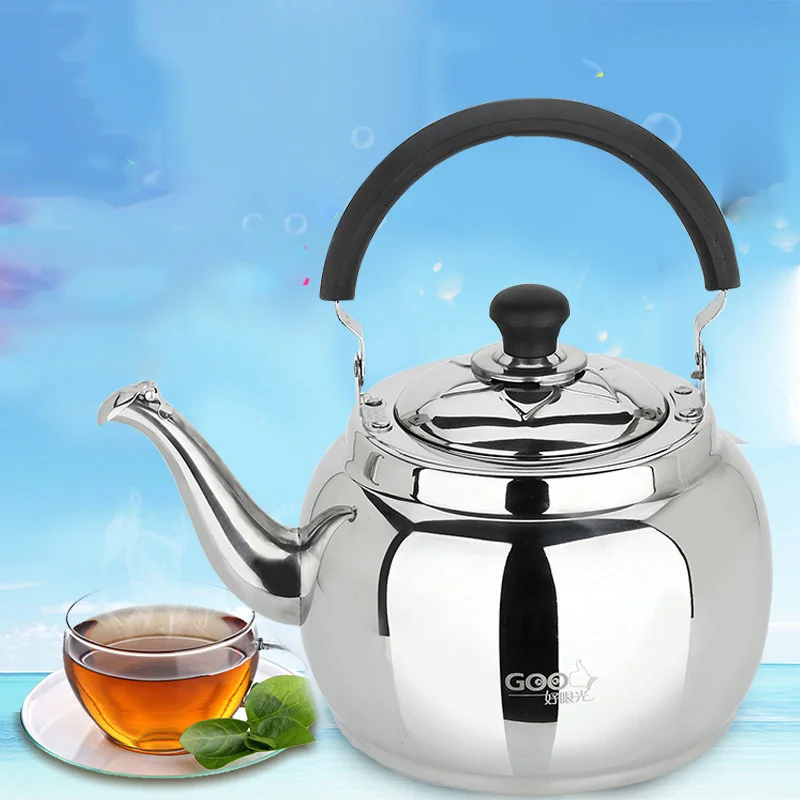 Утолщенный чайник, газовый чайник из нержавеющей стали, большая емкость, свисток, бытовой чайник, индукционная плита, общий Электрический чайник