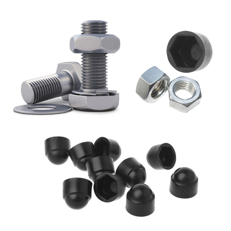 Motorcycle Bolt Cover Caps Kit Chrome Cover Caps M10 Pack of 10 Pcs