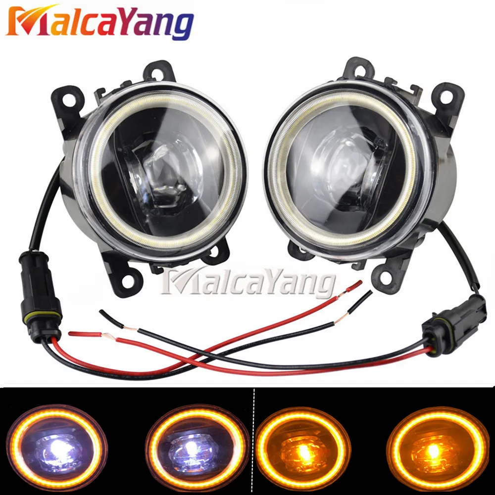 Yellow Angel Eye 1 пара автомобильных аксессуаров сменный светодиодный противотуманный светильник дневной ходовой светильник DRL для Mitsubishi L200 KB_T KA_T пикап 2005- светодиодный - Цвет: Yellow Angel Eye