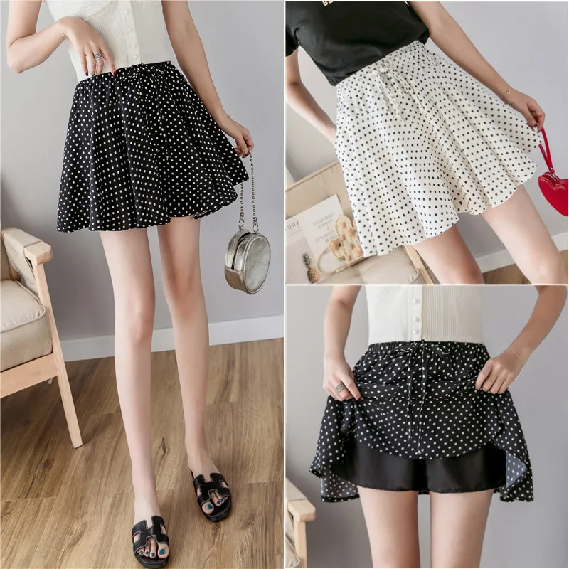 

Photo Shoot + 2020 Spring And Summer New Style Fashion Polka Dot A- line Skirt Full Skirt Dotted Short Skirt Anti-Exposure Half-