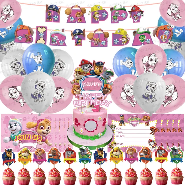 Décoration de fête d'anniversaire sur le thème de la pat' patrouille pour  fille, jouet pour enfants, ballon en aluminium, fournitures pour  événements, banderole, masque, toile de fond - AliExpress