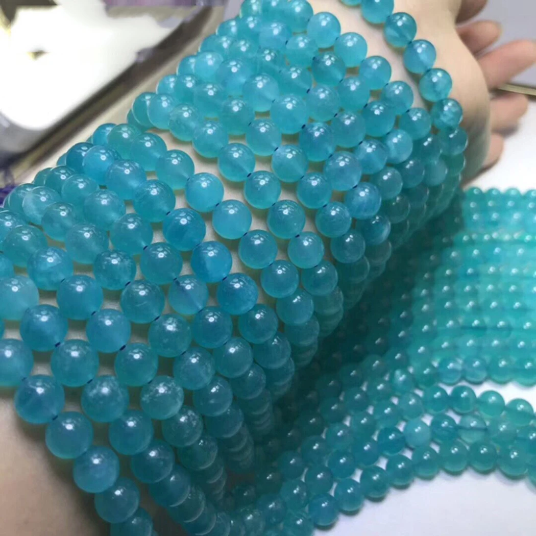 Amazonite 6 мм 8 мм 10 мм бусы с натуральными драгоценными камнями круглые для изготовления украшений ожерелья серьги браслет 15 дюймов ICNWAY