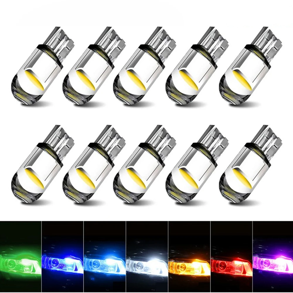 

10pcs T10 LED Car Wide Light Interior Light COB 3000K License Plate Light Reading Light Car Tail Light 7 colors can be selected