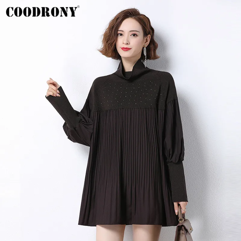 COODRONY Brand Autumn Winter Knitwear Loose Female 2020 Turtleneck Sweater Casual Stand Collar Soft Women Oversize Jumpers W1131