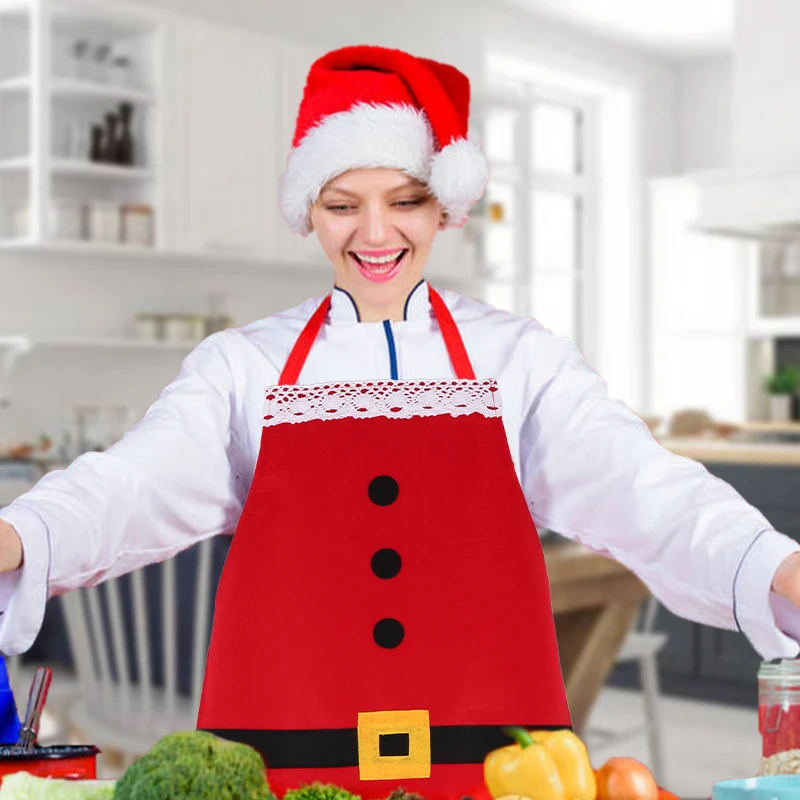 

Christmas Cute Elf Apron Creative Holiday Kitchen Aprons Christmas Day Clothing Supplies Home Decorations
