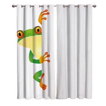 

Wall Frog Green Sticker Reptile Printing Curtains Living Room Bedroom Home Decoration Suitable for Adult Children Window Curtain