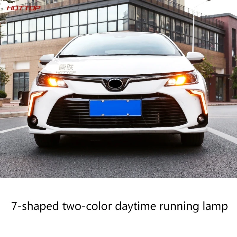 ABS черный дневной ходовой светильник Дневной светильник светодиодный для Toyota Corolla - Цвет: 7 dual color lamp