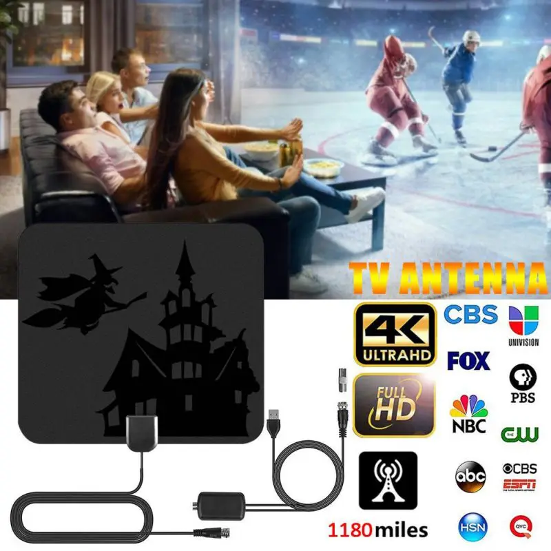 1180 миля цифровая HD ТВ антенна для помещений 4K Высокое разрешение DVB-T2 Freeview ТВ усилитель сигнала Хэллоуин Рождество усилитель сигнала