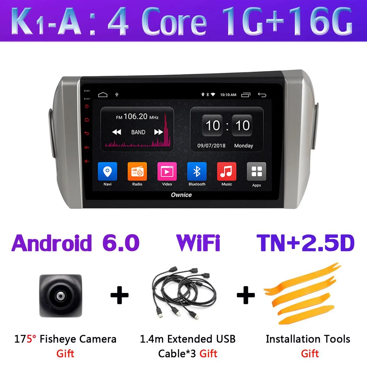 360 ° панорамный 4G WiFi Android 9,0 8Core 4G+ 64G Автомобильный мультимедийный плеер gps компактное минирадио CarPlay для Toyota Innova Crystal - Цвет: K1-A