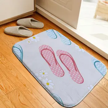 

Romantic Beach Scenery Bathroom Mat Rug Soft Crystal Fleece Anti-skid Kitchen Carpet Balcony Doormat for Home Decor
