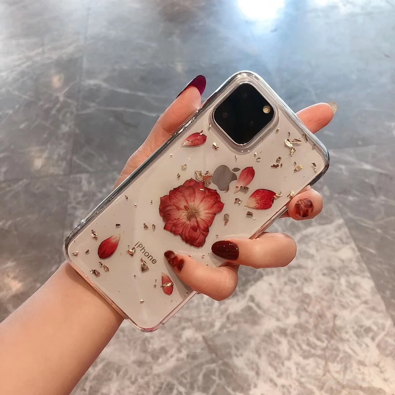 Настоящие цветы сушеные прозрачный чехол для телефона s iPhone 11 Pro Max X XR XS 6 6S 7 8 Plus