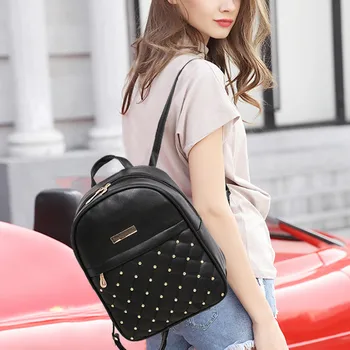 

2020 New Women's Studded Backpack Fashion Casual Bag Beaded Shoulder Bag Backpack Casual Travel Backpack сумка женская