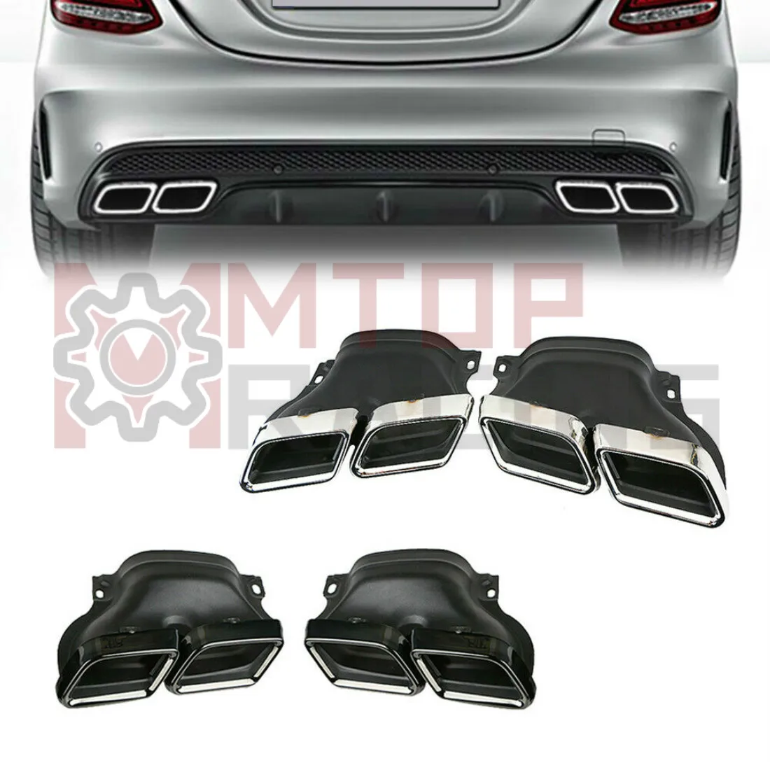 Stainless Steel Exhaust Muffler Pipe Tips Amg Style For Mercedes Benz C63 E63 W205 C Class 2015 2018 Black Silver Exhaust Headers Aliexpress
