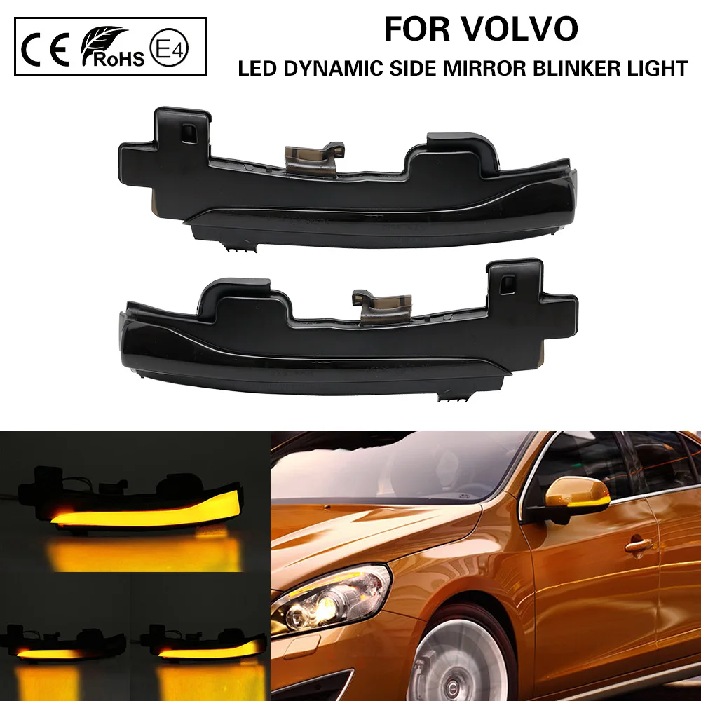 

Pair LED dynamic side mirror blinker Light Turn Signal Lamp For Volvo S60 CC S60 II S80 II V40 CC 40 II V60 V60 CC V70 III