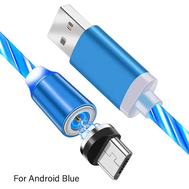 Светодиодный светящийся Магнитный зарядный кабель usb type C Micro USB C 8 Pin для зарядки 8 Pin для iphone 11 Магнитный кабель зарядный провод шнур - Цвет: For Micro