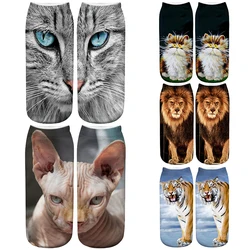 New arrival Women Low Cut Ankle Socks Funny Aliens Lion Cat Pattern Animal 3D Printing Sock Hosiery Cartoon Printed Sock