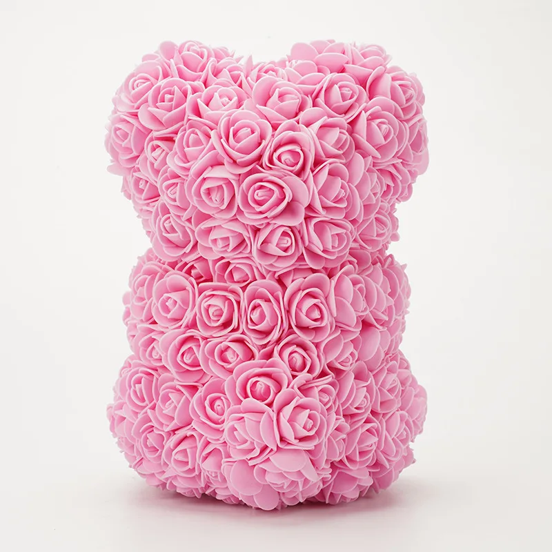 25CM White Rose Bear Artificial Flower Rose Teddy Bear For Valentine's Birthday Christmas Gift