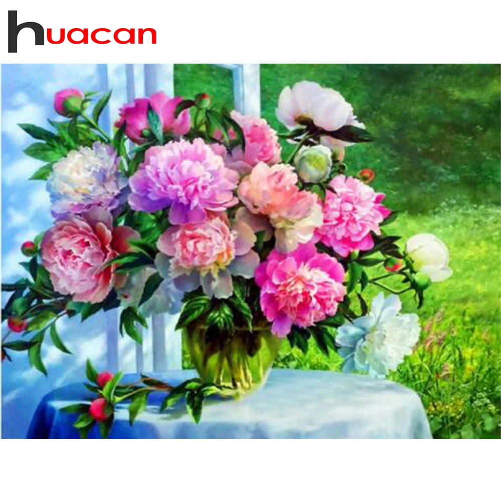 Huacan алмазная вышивка распродажа цветы картина стразами живопись мазайка вазы