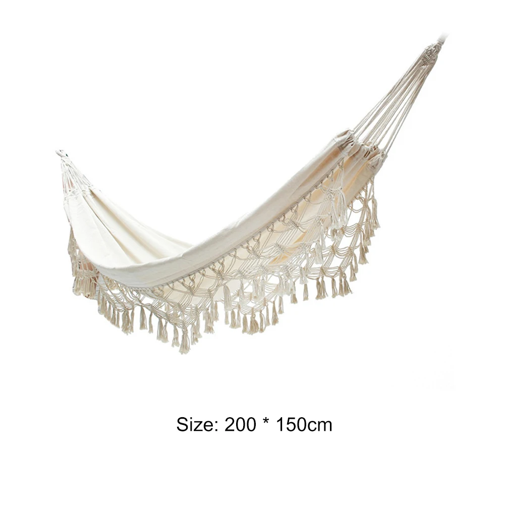 Outdoor Garden Hammock Tassel Canvas Swing Chair Hanging Bed Hiking Camping Hunting Foldable Hammock Photo Props