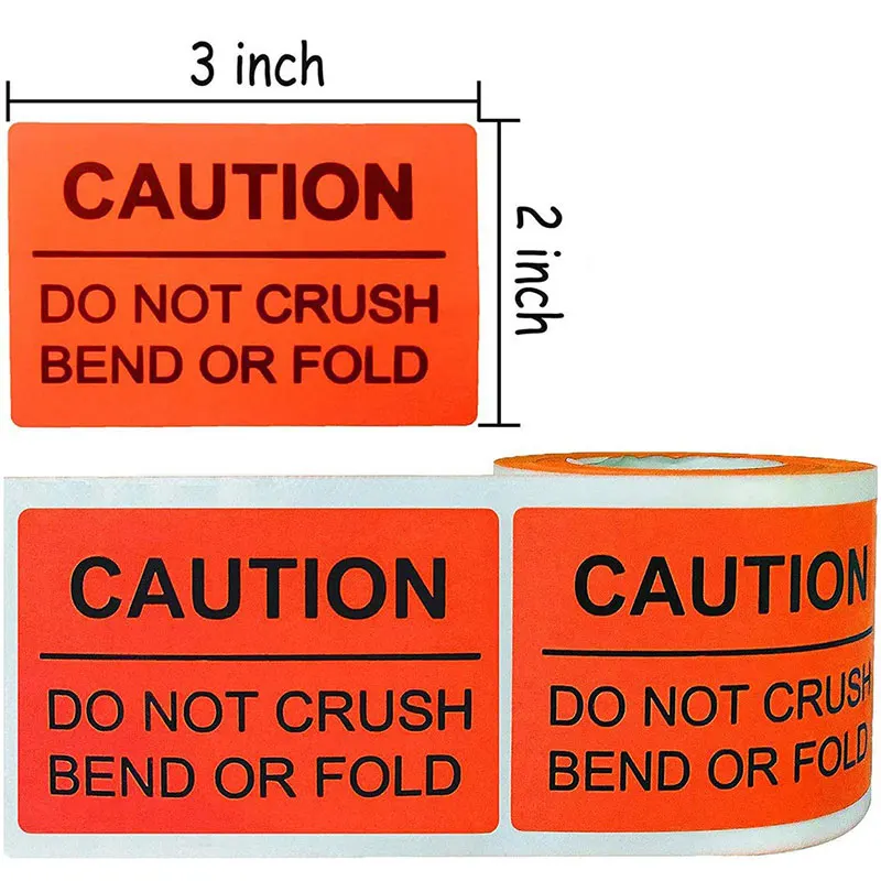 200 2" X 3"CAUTION DO NOT CRUSH BEND OR FOLD STICKER LABEL NEW PINK NEON NEW 