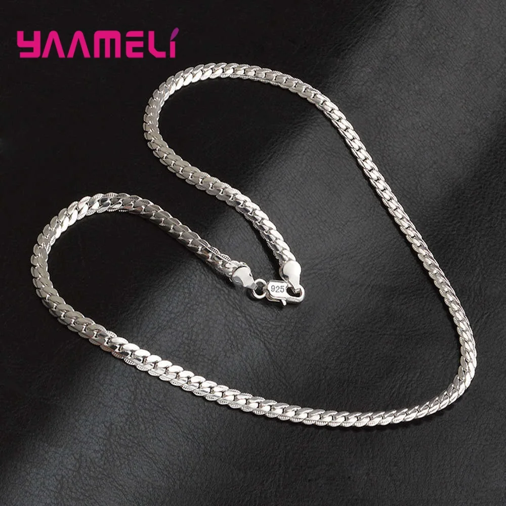 Good Quality Flat Smooth Real 925 Sterling Silver Snake Chain Necklace For Women Romantic I Love You Words Link Genuine Jewelry - Окраска металла: Model 1