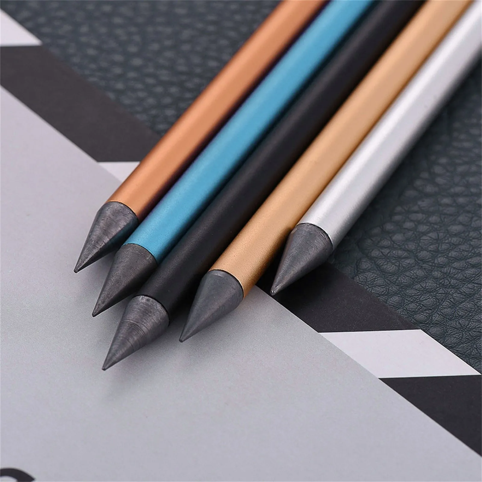 Lápiz de Metal eterno para oficina, bolígrafo sin tinta, pintura de oficina, aparatos transparentes y duraderos, suministros para estudiantes # T1P