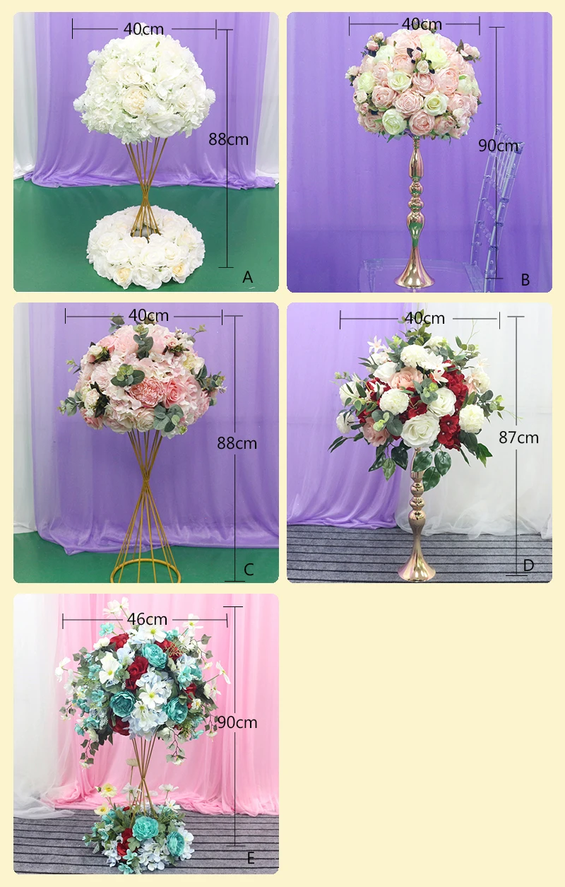 JAROWN Artificial Rose Hydrangea Flower Ball Simulation Plant Wedding Table Centerpiece Decoration Flower Half Ball Add Stand Set Stage Road Lead Props (111)