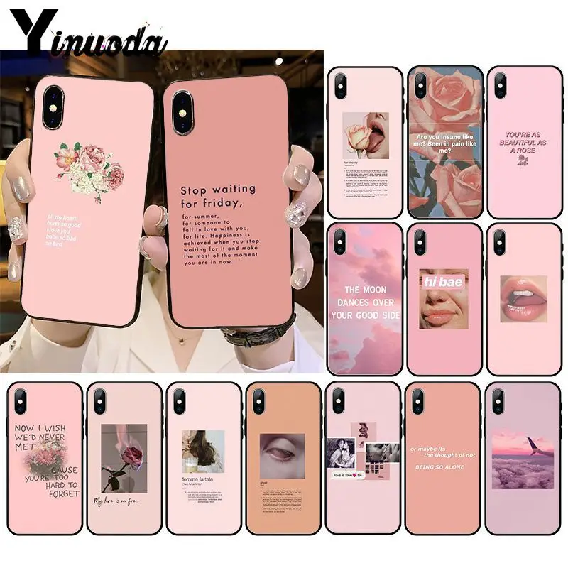 Винтажный Розовый чехол для телефона с изображением текста песен iphone 12 11 11Pro X XS MAX
