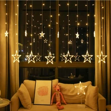 

Fairy Lights Festoon LED String Star Garland on Window Curtain Indoor Tree Decoration Wedding Lamp Festival