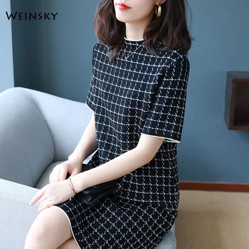 

Women Elegant Long Knitted Sweater And Pullovers High Quality Vintage Style Female Sweaters 2019 Autumn New Knitted Dress