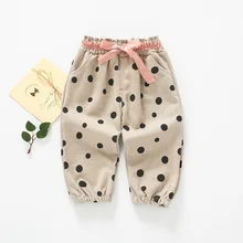 Одежда осенняя одежда для маленьких девочек детские штаны повседневные штаны в горошек с бантом Длинные штаны принцессы
