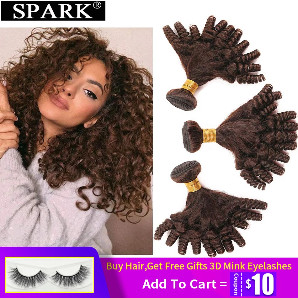 

Spark Brazilian Bouncy Curly Human Hair Bundles 1/3/4pcs Ombre Remy Human Hair Extensions Funmi Curly Human Hair Weave Bundles
