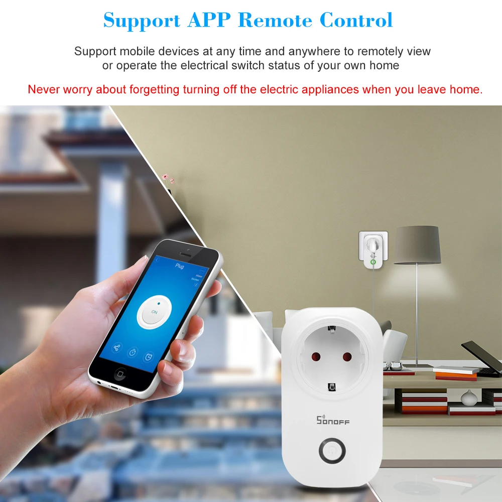 Штепсельная розетка ITEAD Sonoff S20 ЕС Wi Fi беспроводное управление через приложение