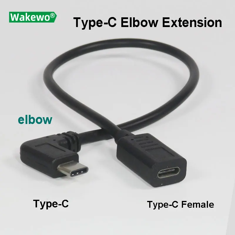 WAKEWO conector de flexión de Cable USB, conector tipo C hembra a macho
