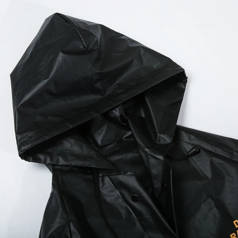 Модное пальто-дождевик в стиле хип-хоп, куртка с капюшоном, пальто, уличная Мужская водонепроницаемая ветровка, куртка, повседневное Длинное Черное Матовое пальто
